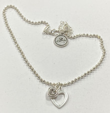 signed BIBI  lovely silvertone necklace with hearts