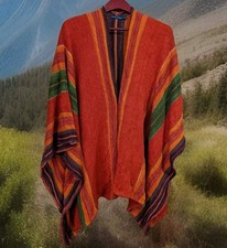 Ralph Lauren Rare Luxury Southwestern Navajo Mulberry Silk Mix Poncho Wrap XS/S