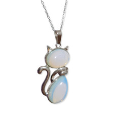 Cat Pendant Opalite Crystal