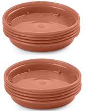 10 Plant Pot Saucers Plastic Terracotta Colour Dish For 5 & 6 Inch Flared Pots