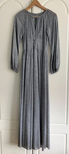 VTG John Charles 1970s Grey Fit & Flare Maxi Triacetate Jersey Dress Size UK 12