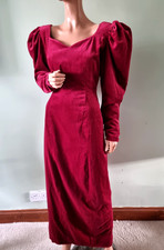 UK:12 Red Cotton Velvet