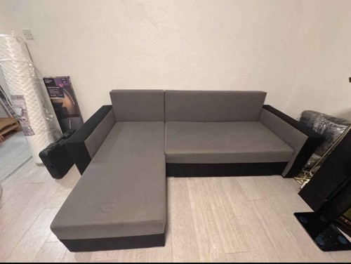 Grey shaped sofa - sofa, with