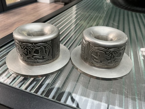 Vintage pewter candle stick - pewter,