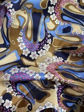 Vintage dress fabric French - Groovy Retro Psychedelic Satin Finish Pucci Esque