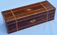 19thC Victorian Inlaid Marquetry Wooden Glove Box