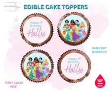 EDIBLE Cupcake Toppers Personalised DISNEY PRINCESS Printed ICING RICE WAFER 2"