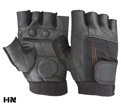 Gel padded leather gym gloves - leather,