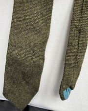Mens Craigmill Shetland 100% Pure New Wool Green Brown Patterned Tie