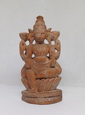 Wooden Sculpture Lakshmi  Hindu goddess of wealth, prosperity, and abundance
