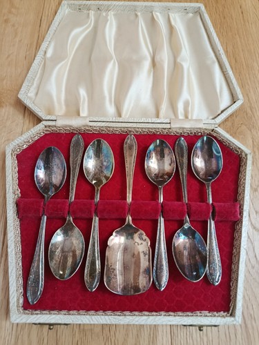Antique deco 1930s cased set - deco,