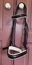 Sabre Black Full Size English Leather Bridle With White Detail Immaculate