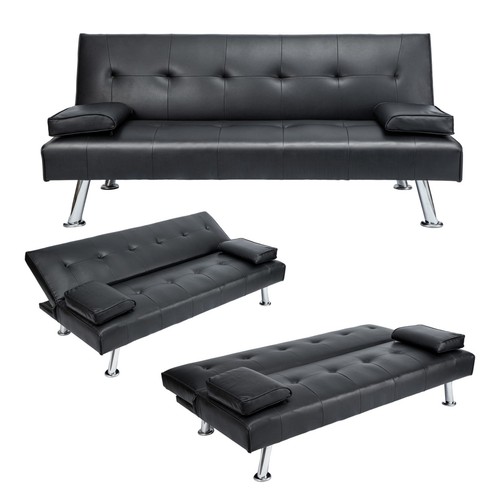 Sofa bed faux leather - leather,