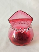CHARMING ENGLISH VICTORIAN CRANBERRY GLASS VASE, CIRCA 1890's