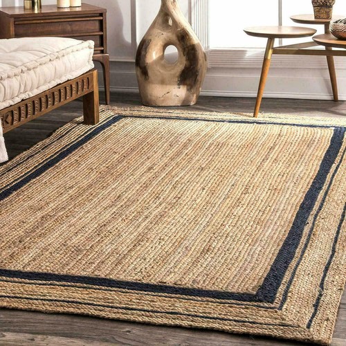 Square rug jute - square, braided