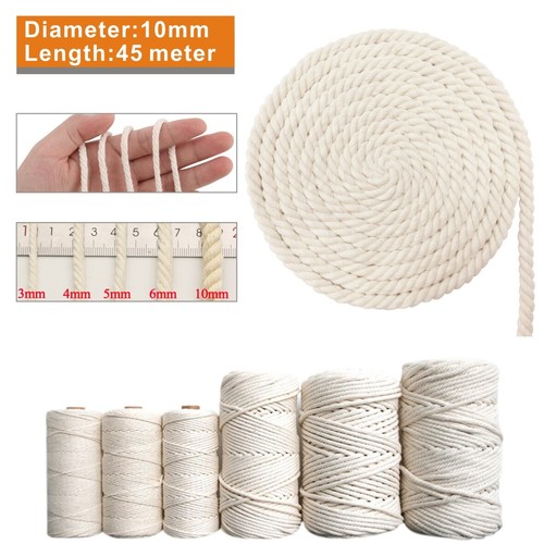 Natural beige cotton macrame - natural,