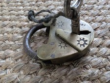Rare Early 20th Century Antique Vintage Heart Shaped Padlock With 2 Keys