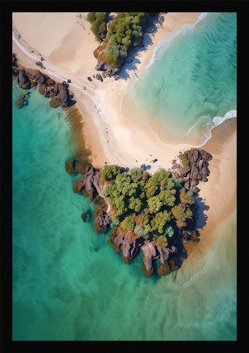 Serene tropical beach framed - tropical,