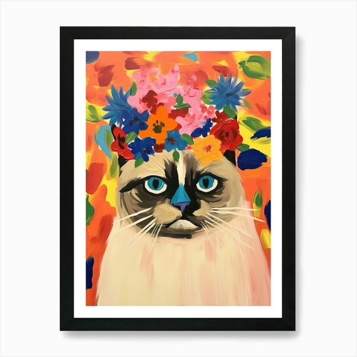 Himalayan cat with flower - cat,