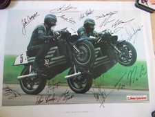 Steve Hislop, Duke, Surtees, Pickrell & more signed JPS Norton poster. Superbike