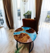 Blue Epoxy Resin Wooden Top
