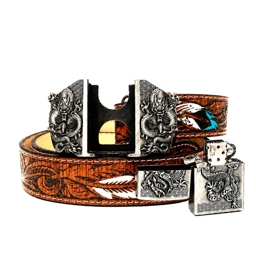 Western dragon lighter buckle - western,