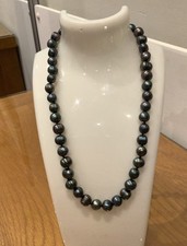 Beautiful Peacock Black Baroque Pearl Sterling Silver Beaded Necklace