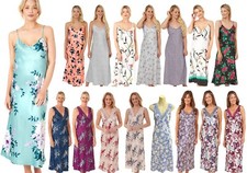 Ladies Sexy Floral Long Full Length Satin Nightdress Chemise Nightie PLUS SIZE