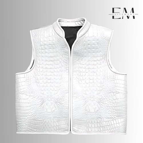 Men white crocodile embossed - men's, crocodile-embossed