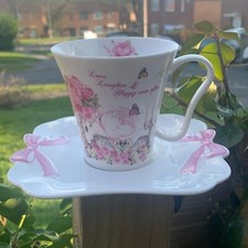 KARACA Turkish Art Deco Shabby Chic Fine Porcelain Tea Cup And Saucer ✅ 1027