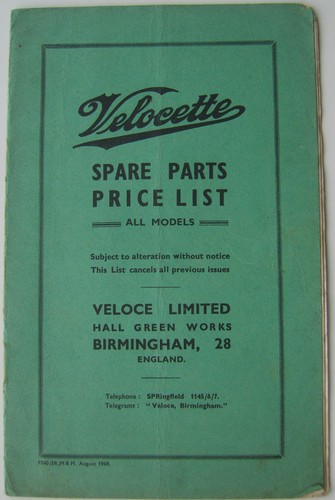 Velocette all models - all, spare