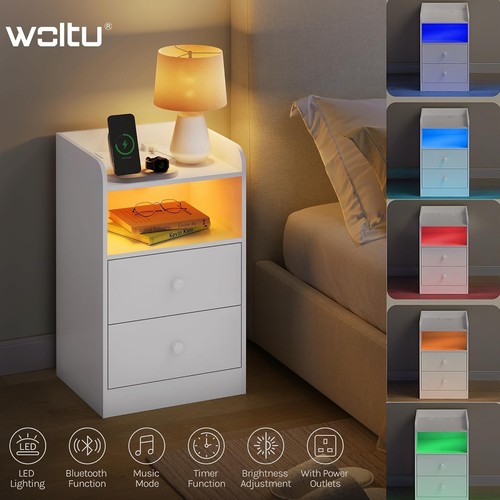 Woltu bedside table - table, led