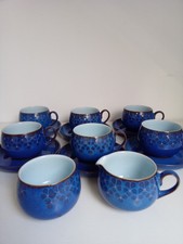 Denby Midnight Blue stoneware. 6 cups & saucers plus sugar bowl & jug
