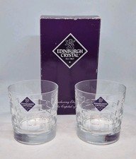 EDINBURGH CRYSTAL WHISKEY GLASSES SKIBO OLD FASHIONED SPIRITS GLASSES SIGNED