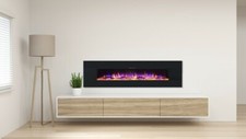 Ezee Glow Grand Zara 60" Black Wall Mounted or Recessed / Built In Electric Fire