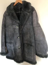 Vintage 70s Nurseys England Sheepskin Coat mens unisex 40 inch Grey Excellent