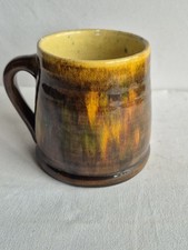 Vintage Ewenny Pottery Arts & Crafts Autumn Colours  Mottled Brown Yellow Mug