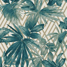 Teal Gold Tropical Wallpaper