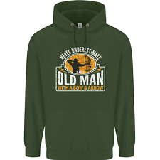Old Man With a Bow & Arrow Funny Archery Mens 80% Cotton Hoodie