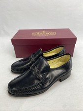 Grenson True Moccasin Navy Hand Sewn Bench Made Leather Shoes UK Size 6G NEW
