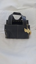 Radley Black Mini Grab  Bag Handbag excellent condition Dog & zip charm yellow 