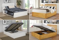 Wooden Ottoman Bed, ZOE Storage Bed Frame Double, Kingsize, White or Oak