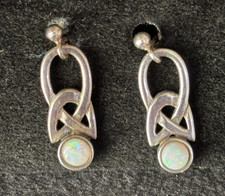 Pair Sterling Silver MG Ortak Celtic Style Dangle Drop Earrings Approx 2cm