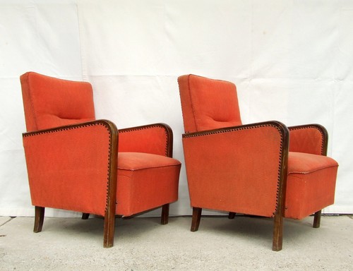 Pair art deco armchairs - art,