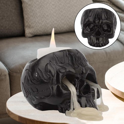 Black skull candle holder - skull,