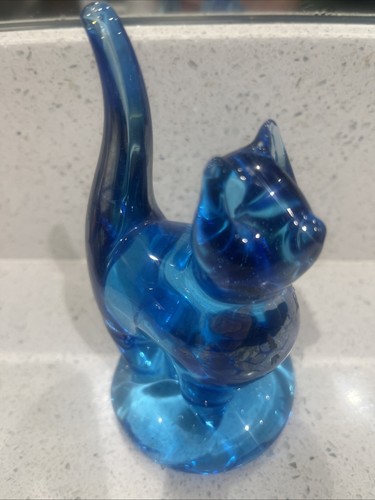 Bath glass blue cat - blue,