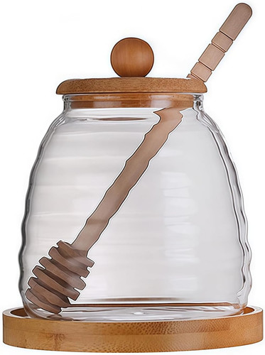 Empty glass honey dispenser - glass,