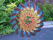 RRP £13.99 - Iron Stop 6.5"/16cm BLUE SUN Wind Spinner Twister Hook Garden