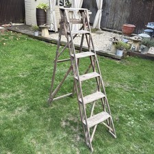 Vintage Wooden Step Ladders Decorators Ladder, Display Plant Stands, Decor Props