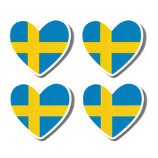 4 PACK Sweden Flag heart
